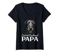 Womens Scottish Deerhound Papa V-Neck T-Shirt