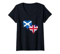 Womens Scottish Flag and Union Jack for British Scot in Scotland UK V-Neck T-Shirt
