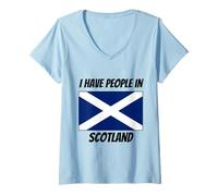 Womens Scottish Flag I Have People in Scotland V-Neck T-Shirt