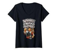 Women's Scottish Highlander with a Glass of Scotch V-Neck T-Shirt