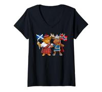 Women's Scottish Norwegian Roots Scotland Norway Flag V-Neck T-Shirt