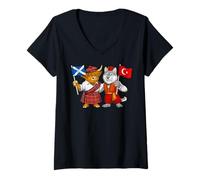 Women's Scottish Turkish Roots Scotland Türkiye Turkey Flag V-Neck T-Shirt
