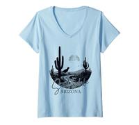 Womens Scottsdale Arizona Roadrunner Desert Cactus Vintage V-Neck T-Shirt