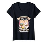 Womens Scrapbooking Fuels My Coffee Addiction Quote Papercrafting V-Neck T-Shirt
