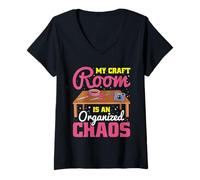 Womens Scrapbooking My Craft Room Organized Chaos Handmade Crafter V-Neck T-Shirt