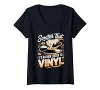 Women's Scratch that I'd Rather Listen to Vinyl V-Neck T-Shirt