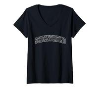 Womens SCREENWRITING Varsity College University School Campus V-Neck T-Shirt