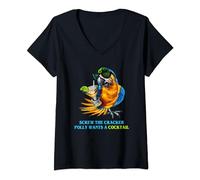 Womens Screw The Cracker Polly Wants A Cocktail V-Neck T-Shirt