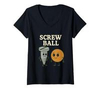 Womens Screwball - Funny Cartoon Screw and Ball Pun V-Neck T-Shirt