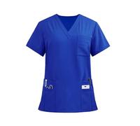 Women's Scrub Top Solid Color Minimalist Short Sleeve V Neck | Workwear Lightweight, Cozyfit Scrubs,Nursing Tops, Side Panels, for Slim Fit, with Pockets