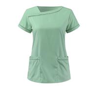 Women's Scrub Top Tunic - Stretch Short Sleeve Medical Surgical Scrub Tops, Medical Clinic Workwear for Nurses Dentists Vets, Beauty Therapist Attire & Dog Grooming Workwear (C-2, XXL)