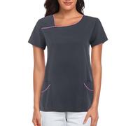 Women's Scrub Top Tunic - Stretch Short Sleeve Medical Surgical Scrub Tops, Medical Clinic Workwear for Nurses Dentists Vets, Beauty Therapist Attire & Dog Grooming Workwear (A-3, M)