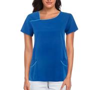Women's Scrub Top Tunic - Stretch Short Sleeve Medical Surgical Scrub Tops, Medical Clinic Workwear for Nurses Dentists Vets, Beauty Therapist Attire & Dog Grooming Workwear (A-7, 3XL)