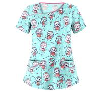 Women's Scrub Top Tunic - Stretch Short Sleeve Medical Surgical Scrub Tops, Medical Clinic Workwear for Nurses Dentists Vets, Beauty Therapist Attire & Dog Grooming Workwear (B-6, XXL)
