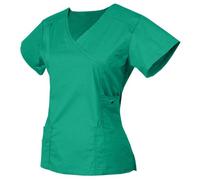 Womens Scrub Top Utility Shirt Healthcare Tunic Costumes Short Sleeve Housekeeping with Pockets Nurses Uniform Nursing Workwear Graphic Beauty Salon Care Uniform Healthcare Uniform Green