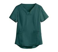 Womens Scrub Top Wrap Mock Mock Wrap Classic Fit Beauty Salon for Dental Carer Vet Beauty Women's Nurse Scrubs Work Tunics Costumes Solid Color Workwear Mock Wrap Scrub Tunic Top with Pockets