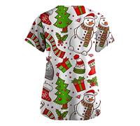 Womens Scrub Tops V Neck T Shirts for Women UK Nurses Uniform Sleeve Blouse Tunic Tops Carers Uniform Tunic Halloween Cosplay Clinic Maid Protective Breast Cancer T Shirts