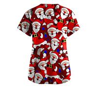 Womens Scrub Tops V Neck T Shirts for Women UK Nurses Uniform Sleeve Blouse Tunic Tops Carers Uniform Tunic Halloween Cosplay Clinic Maid Protective Breast Cancer T Shirts