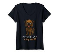 Womens Scruff Muffin In A Big World Dog Owner Puppy Dog Lover V-Neck T-Shirt