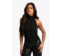 Womens Scuba Crepe Buckle Strap Halter - Black - 16, Black