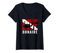 Women's Scuba Dive Bonaire Diver Down Flag V-Neck T-Shirt