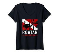 Womens SCUBA Dive Roatan Honduras Diver Down Flag V-Neck T-Shirt