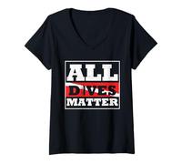Women's Scuba Diver Down Flag All Dives Matter Diving Graphic V-Neck T-Shirt
