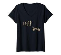 Women's Scuba Diver Evolution Graphic Modern Diving Silhouette V-Neck T-Shirt