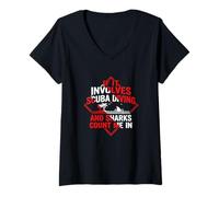 Women's Scuba Diving | If It Involves Scuba and Sharks Count Me in V-Neck T-Shirt