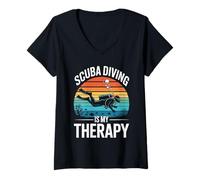 Womens Scuba Diving is My Therapy Underwater Escape V-Neck T-Shirt