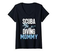 Womens Scuba Diving Mommy Dive Diver Divers Diving Mom Mother Mama V-Neck T-Shirt