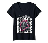 Womens Scuba Diving Scuba Diver Girl Mom Coquette Part-Time Mermaid V-Neck T-Shirt