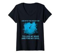 Women's Scuba Ocean Soul Quote Underwater Reef Diver Artwork V-Neck T-Shirt