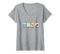 Women's Sea Ewe Hen Tea Funny Pun Fun Retro Sarcastic Humor V-Neck T-Shirt