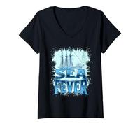 Womens Sea Fever s Tall Ship Sailing s Ocean Lover's V-Neck T-Shirt
