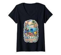 Women's Sea Life Serenity Tropical Fish Reef Ocean Lovers V-Neck T-Shirt