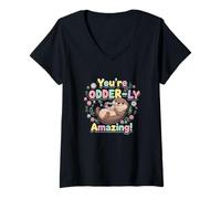 Womens Sea Otter, Funny Odd Saying V-Neck T-Shirt