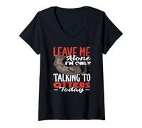 Womens Sea Otter Leave Me Alone Talking to Otters V-Neck T-Shirt