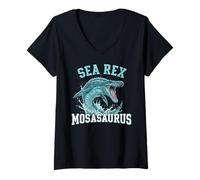 Women's Sea Rex Mosasaurus Dinosaur for Kids & Boys V-Neck T-Shirt