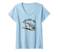 Womens Sea Turtle Decor Lover Ocean Life Creatures Beach V-Neck T-Shirt