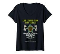 Women's Sea Turtle Life Lessons Beach Wisdom Ocean Lover Quote V-Neck T-Shirt