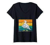 Women's Seagull Harbour Albatros Vintage Retro Beach Bird Terns V-Neck T-Shirt