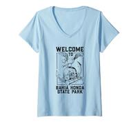 Womens Seagull on Skull - Bahia Honda State Park V-Neck T-Shirt