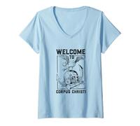 Womens Seagull on Skull - Corpus Christi V-Neck T-Shirt