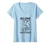 Womens Seagull on Skull - Pacific Grove V-Neck T-Shirt