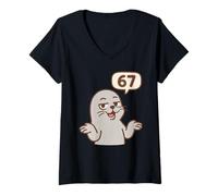 Women's Seal 67 Meme Six Seven Funny Gen Alpha V-Neck T-Shirt