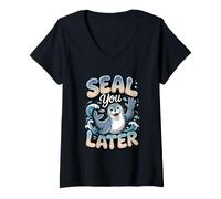 Women's Seal You Later Lion Ocean V-Neck T-Shirt