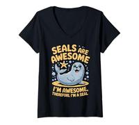 Womens Seals Are Awesome I'm Awesome Therefore I'm A Seal Funny V-Neck T-Shirt