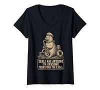 Women's Seals are Awesome I'm Awesome Therefore I'm A Seal Seals are V-Neck T-Shirt