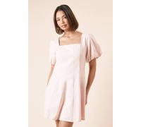 Womens Seamed Linen Mini Dress Pink 12
